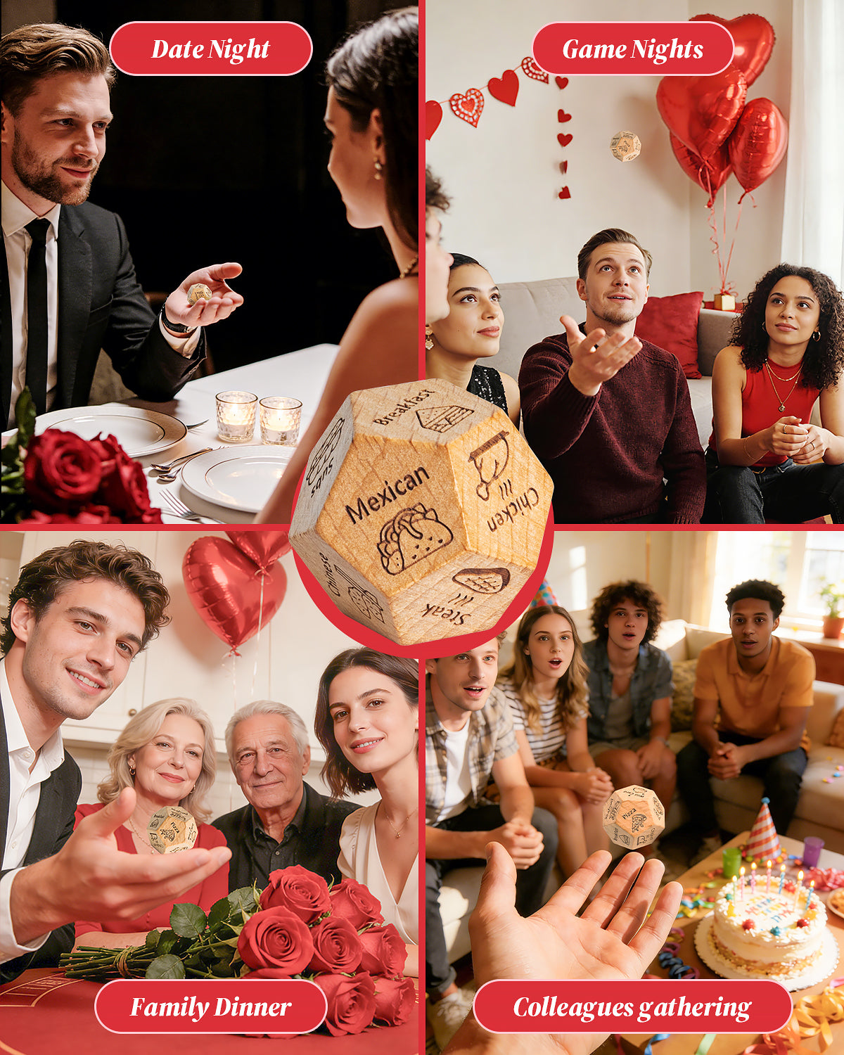 Valentines Day Gifts for Him Her, Anniversary Gifts for Men Women,Date Night Food Dice,Funny Gag Gifts for Couples, Birthday Wedding Easter& White Elephant Gifts