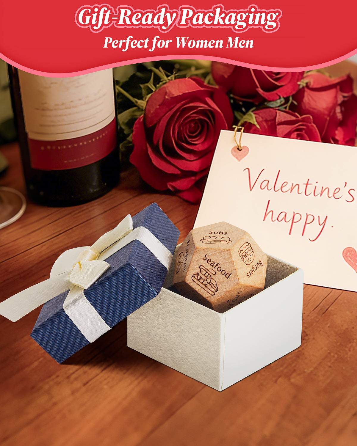 Valentines Day Gifts for Him Her, Anniversary Gifts for Men Women,Date Night Food Dice,Funny Gag Gifts for Couples,  Birthday Wedding Easter& White Elephant Gifts