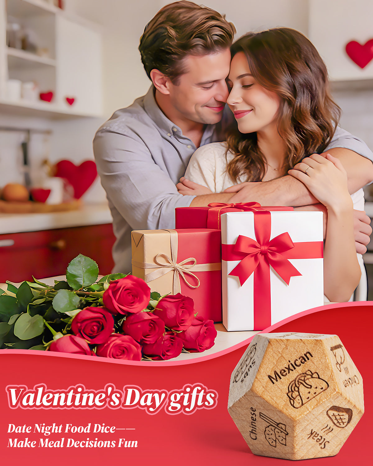 Valentines Day Gifts for Him Her, Anniversary Gifts for Men Women,Date Night Food Dice,Funny Gag Gifts for Couples,  Birthday Wedding Easter& White Elephant Gifts