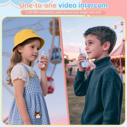 Video Walkie Talkies for Kids,2 Pack Rechargeable Long Range Facetime Walkie Talkies for Boys Girls Ages 3-12,Toddler Toys for Family Games,Kid Gifts for Indoor Outdoor Camping Hiking Adventure