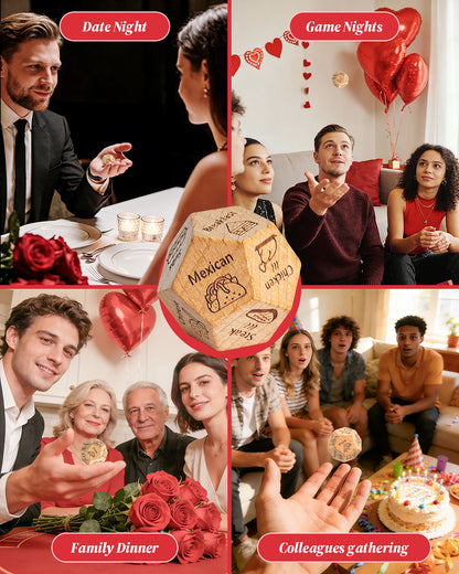 Valentines Day Gifts for Him Her, Anniversary Gifts for Men Women,Date Night Food Dice,Funny Gag Gifts for Couples,  Birthday Wedding Easter& White Elephant Gifts
